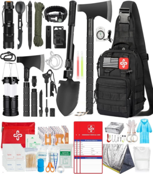 Bug Out Bag: Survival kit, 262 pcs survival gear and supplies with first aid kit pouch