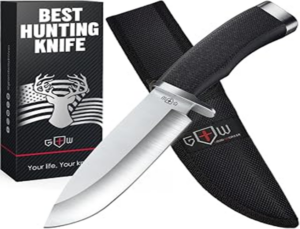 Tactical hunting fixed blade with rubber handle